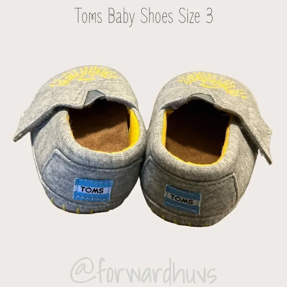 Toms Gray Baby Shoes with Yellow Sunshine - Size 3